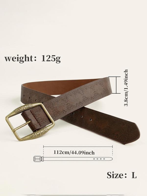 Men's Vintage Embossed PU Leather Belt, Casual Waistband for Jeans Trousers, Fashion Belt for Party, Daily Clothing Decor, Trendy All-match & Exquisite Belt for Gift