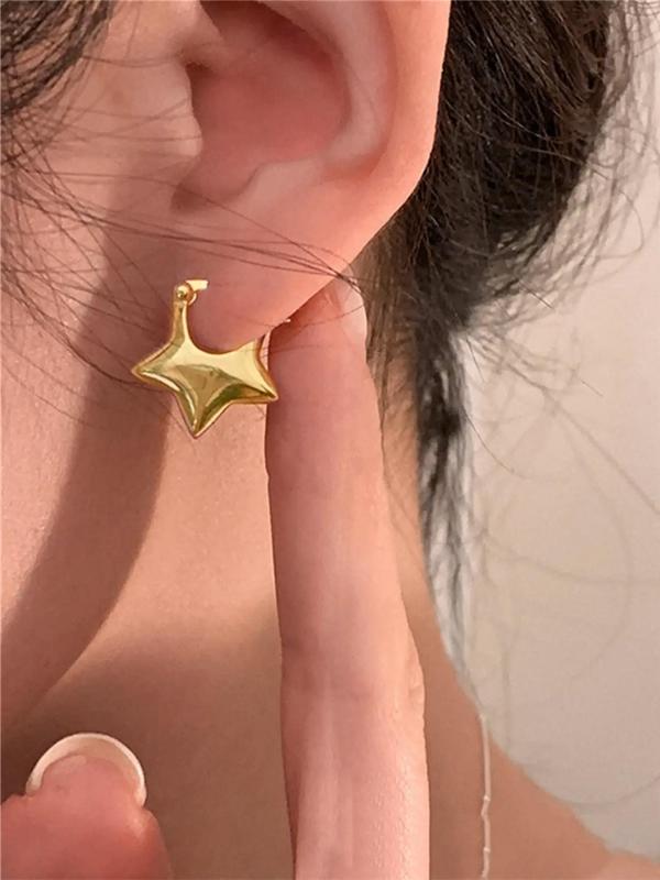 Hollow Out Star Design Dangle Earrings, 1 Pair Women's Creative Mini Earrings, Casual Matching Piercing Jewelry for Party, Streetwear Accessory, Daily Clothing Decor