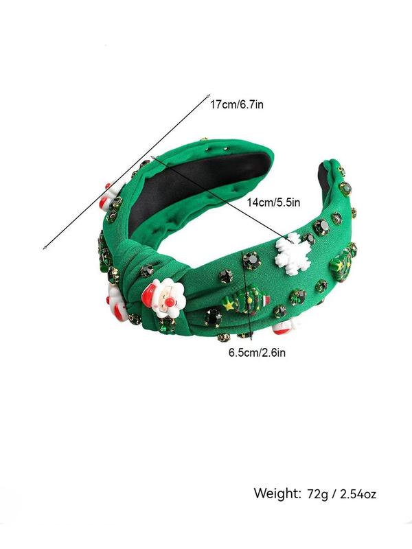 Cute Christmas Themed Knot Design Headband, Rhinestone Decor Hair Hoop for Women & Girls, Fashion Hair Accessories for Party, Daily Clothing Decor