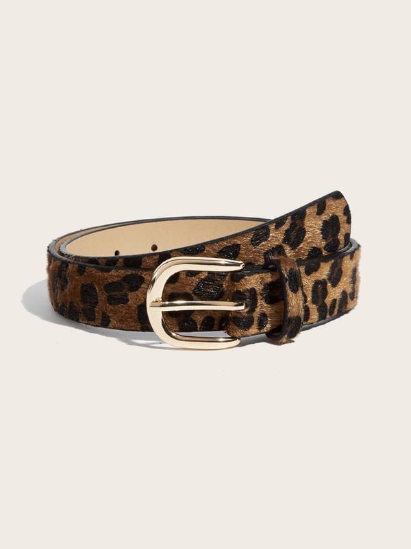 Women's Street Style Y2k Leopard Print Pu Buckle Belt, Casual Waistband for Jeans Trousers, Trendy All-match Vintage Accessories for Birthday Gift