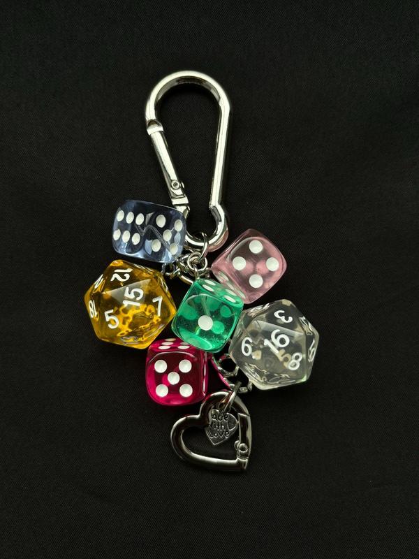 Heart & Dice Design Bag Charm, Cute Keychain for Women & Men, Fashion Accessories for Bag Decoration, Trendy All-match & Exquisite Keychain for Birthday Gift