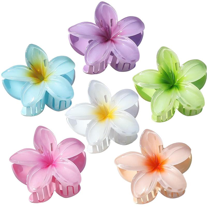 Flower Hair Clips for Women 6 Pack Flower Hair Claw Clips Plumeria Claw Clips for Thin Hair Large Claw Clips for Thick Hair Beach Tropical Hair Accessories for Girls