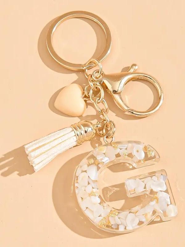 Cute Letter & Heart Design Keychain, Fashionable Resin Pendant Keychain for Women & Girls, Trendy All-match Keychain for Birthday Gift, Keychain for Car, Key