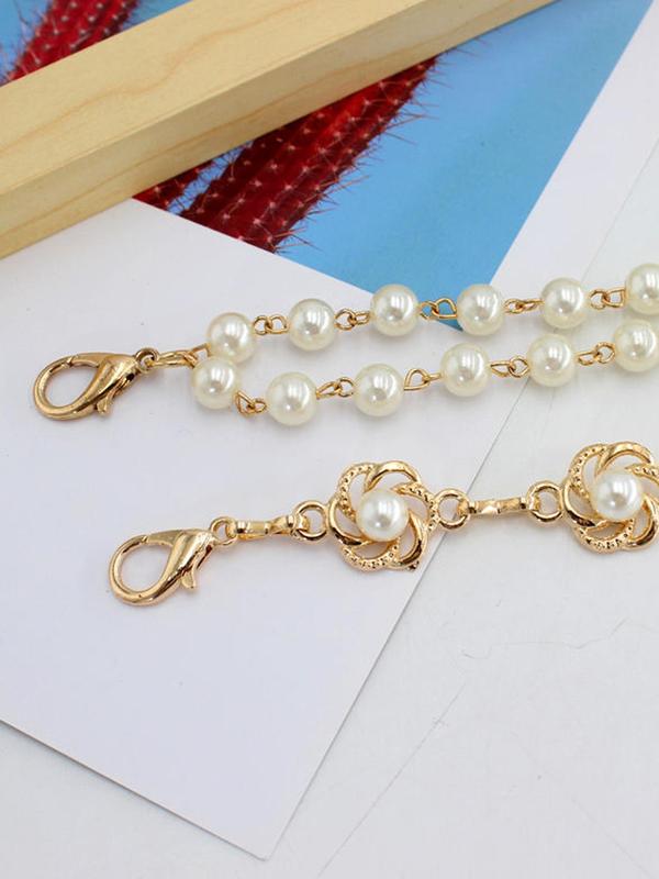 Women's Elegant Faux Pearl Decor Flower Design Chain Belt,  Trendy Cute Chain Belt, Chic All-match Stylish Clothes Accessories for Party Decor