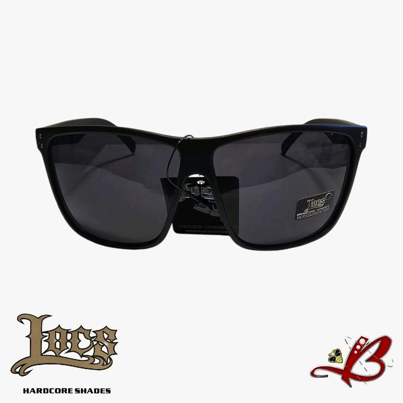 LOCS Retro Style Sunglasses Bandana Printed Temples Dark Lens Matte Black And White  Frames for Men and Women