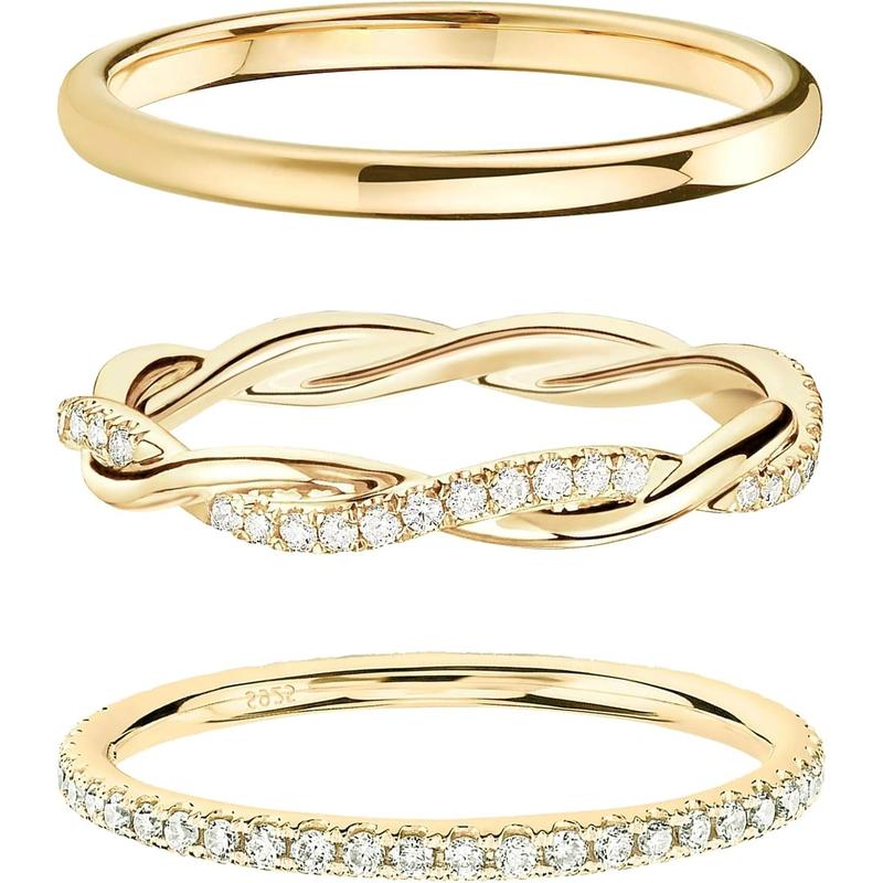 NECOCY Stackable Rings for Women Non Tarnish Dainty Rings Set Thumb Fashion Thin Pack Simple Unique Statement Rings Jewlery Women 5 6 7 8 9 10 Christmas 2024 Ornament