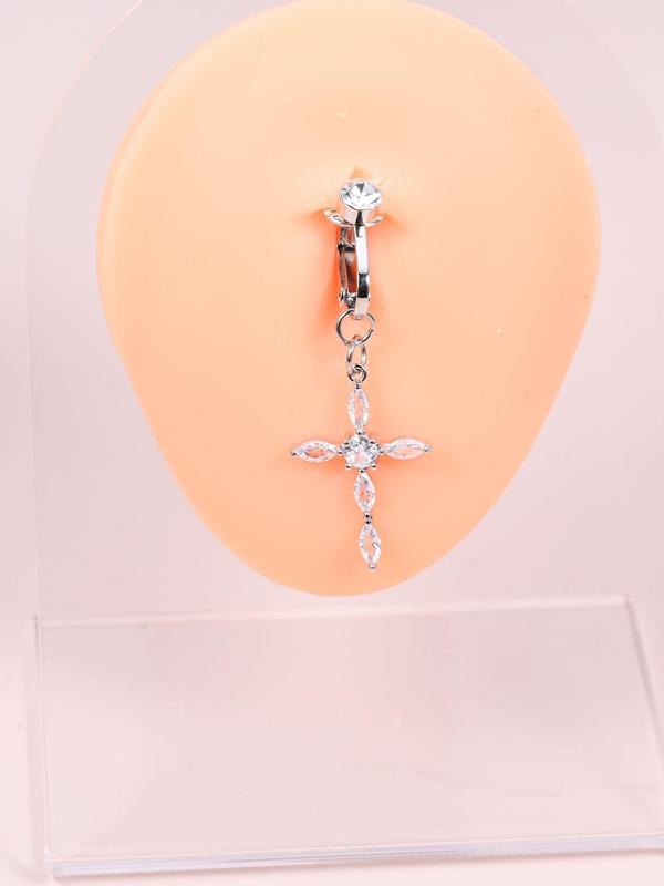 Women's Elegant Rhinestone Decorated Belly Ring, 2024 New Style Exquisite Trendy Non-piercing Belly Ring, Fashionable Body Cool Female No Piercing Accessories for Women & Girls