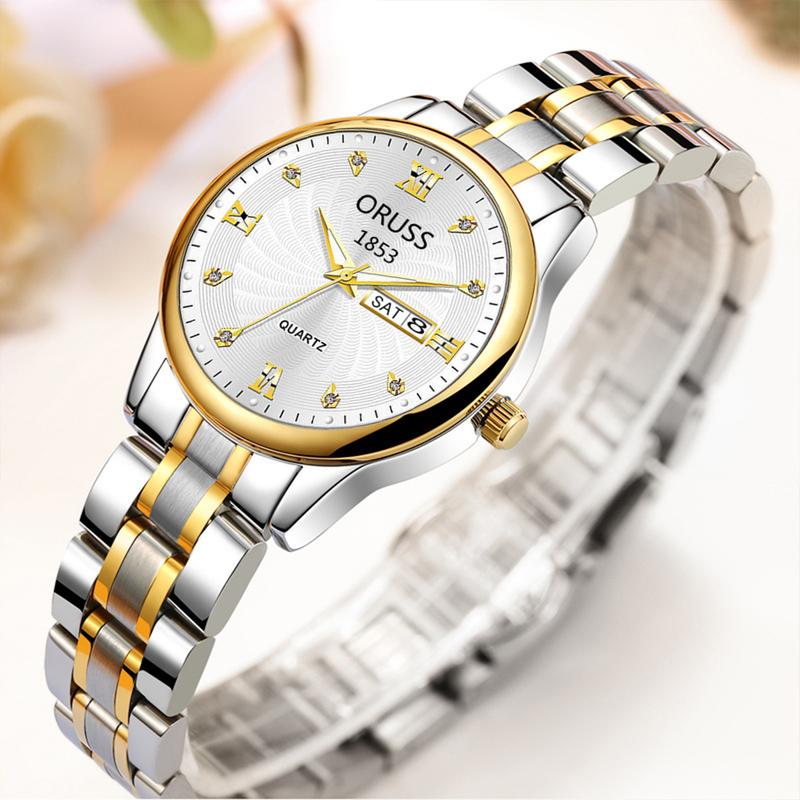 SilverMelody Luxury Quartz Watch for Women Elegant Stainless Steel Watch Luminous Waterproof Week Date Wristwatch Ladies Dress Watch