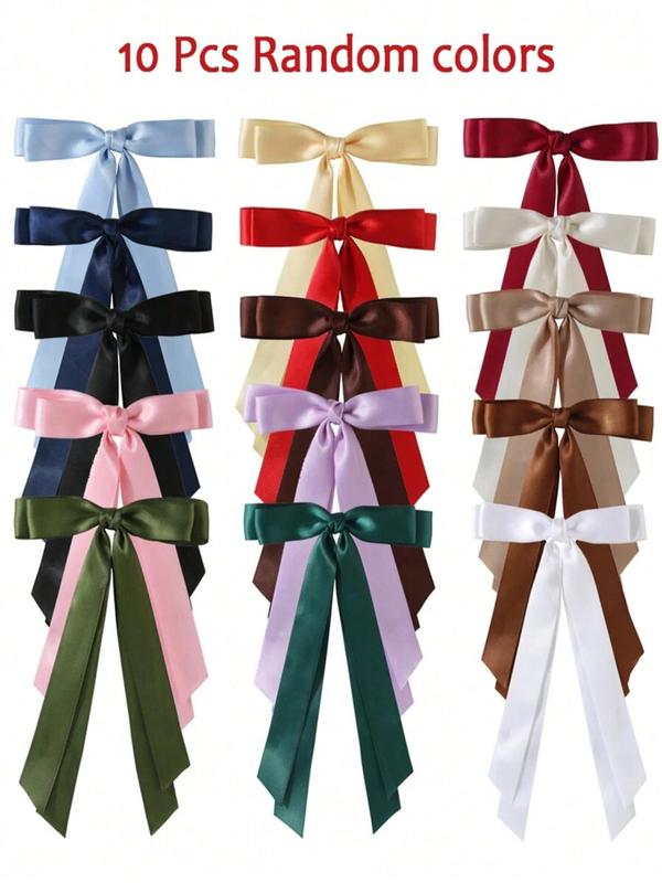 Random Color Bow Decor Hair Clip, 2024 New Style Cute Hair Accessories for Women & Girls, Minimalist Headwear Suitable for Thick Hair Hairstyles Ideas