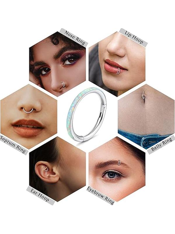 Stainless Steel Nose Ring Set, Fashionable Nose Rings for Women & Men, Rhinestone Decor Cartilage Earrings, Body Jewelry for Party, Daily Decor, Exquisite Piercing Jewelry for Birthday Gift