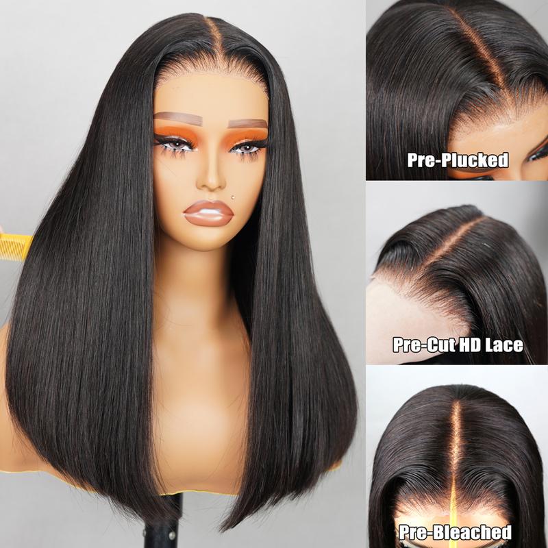 15A Grade Super Double Drown Bob Wig 250% Glueless Human Hair 5x6 Lace Closure Wigs For Women Bleached Konts Pre Plucked Straight Bob Wigs 18 Inch