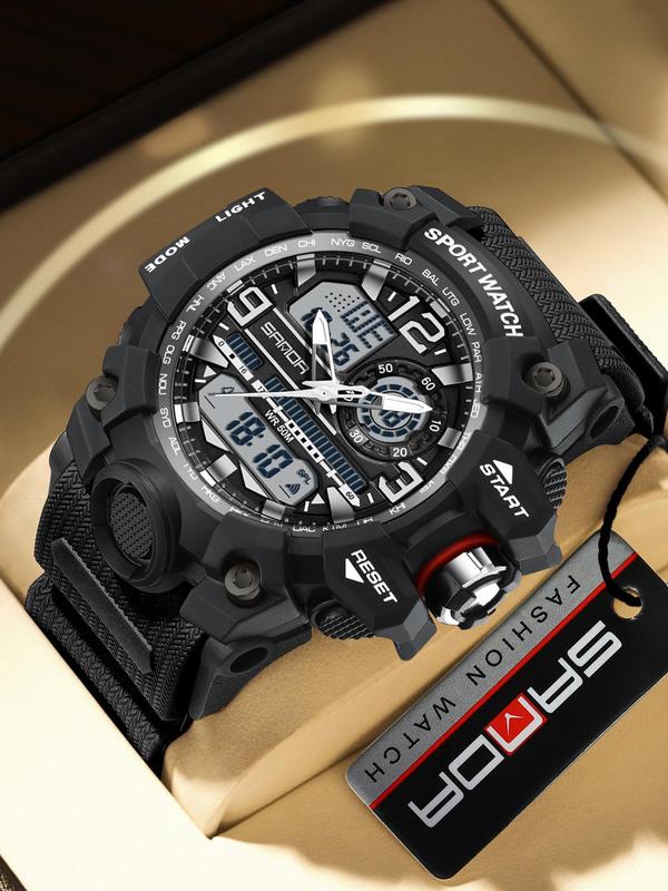 Men's Sportive Analog-digital Quartz Watch, Fashionable Waterproof Watch with Luminous & Alarm & Calendar Function, Waterproof Multifunctional Watch with Box