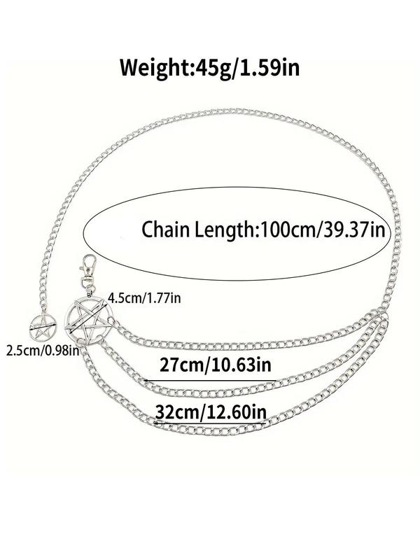 Hollow Out Star Design Chain Belt, Y2k Style Layered Waist Chain, Elegant Clothes Accessories for Women