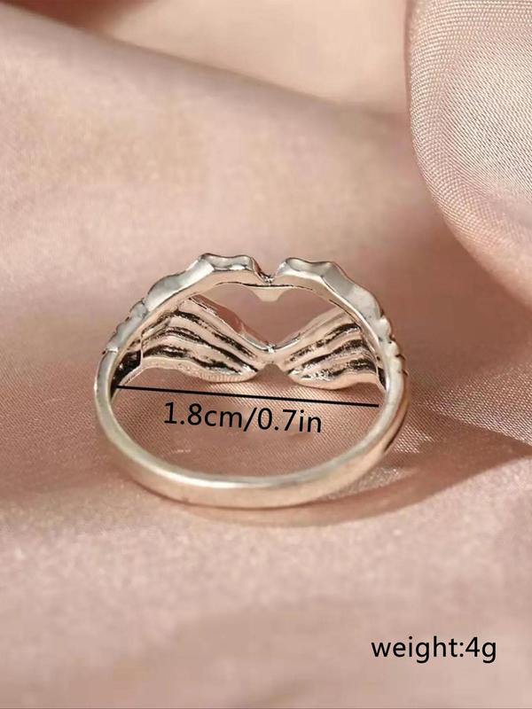 Punk Heart Gesture Skeleton Hand Ring, Casual All-match Jewelry for Both Men & Women Gift, Classic Fashion Accessories for Daily Wear