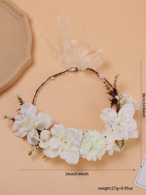 Elegant Floral Headwear for Hairstyle Decor for Girlfriend, Boho Style Flower Decorated Hair Hoop for Wedding Bridal Party, Fashionable Hair Accessories for Women & Girls