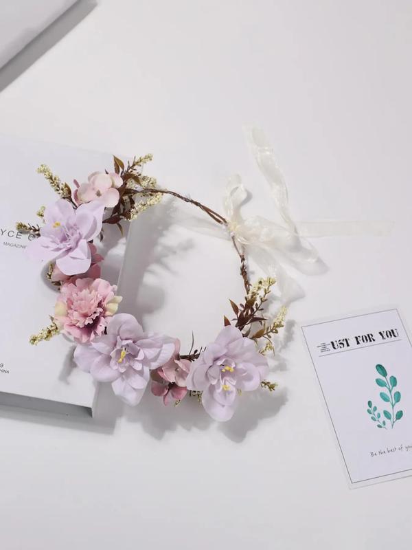 Elegant Floral Headwear for Hairstyle Decor for Girlfriend, Boho Style Flower Decorated Hair Hoop for Wedding Bridal Party, Fashionable Hair Accessories for Women & Girls