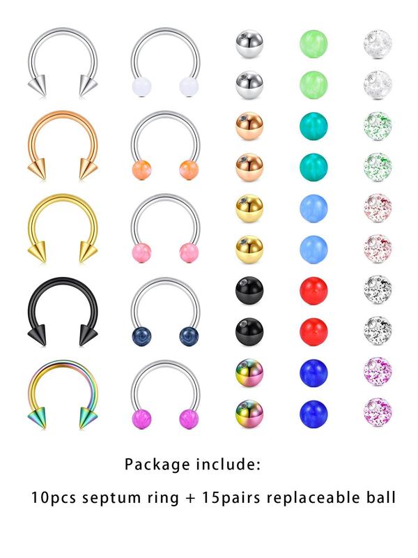 Nose Ring & Replacement Ball, Stainless Steel Nose Ring & Ball, Body Jewelry for Women & Men, Trendy All-match & Exquisite Jewelry for Birthday Gift