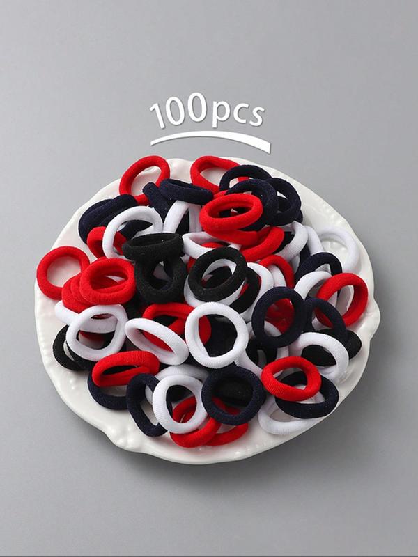 Mixed Color Cute Elastic Hair Ties (100pcs), High Stretch Hair Ties, Casual Versatile Hair Accessories for Women & Girls