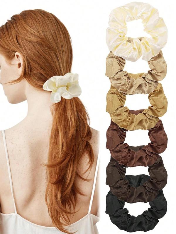 Solid Color Satin Scrunchies, High Stretch Hair Tie, Fashion Hair Accessories for Women & Girls, Minimalist Headwear Suitable for Thick Hair