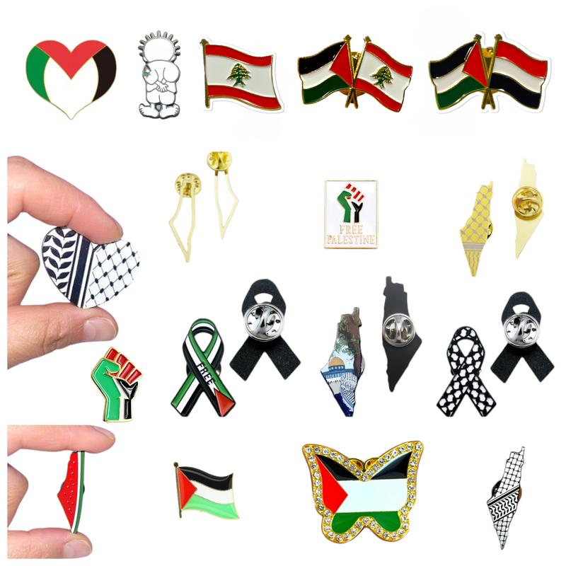 Palestine Flag Pin Lapel Stainless Steel Keffiyeh Handala Palestine pins