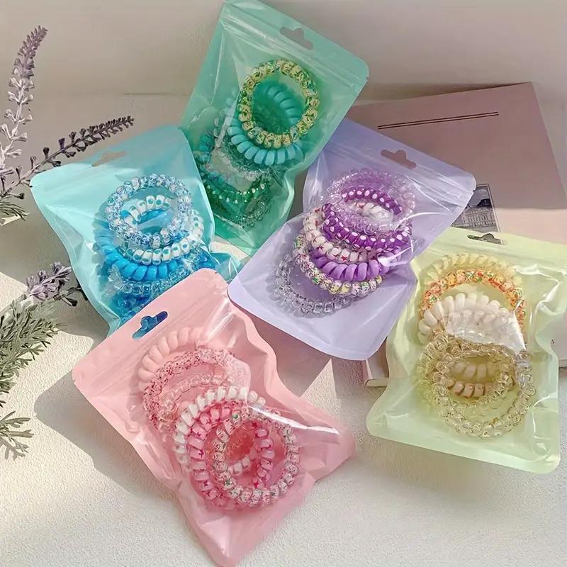 Colorful Coil Wire Hair Ties (30pcs), Elastic Hair Ties, Cute Hair Accessories For Women & Girls, Minimalist Headwear For Thick Hair