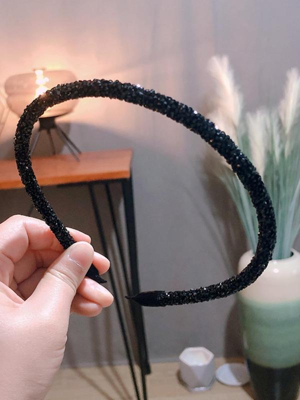 Rhinestone Decorated Thin Edge Headband, Elegant Hair Hoop for Women & Girls, Fashion Hair Accessories for Party, Daily Clothing Decor