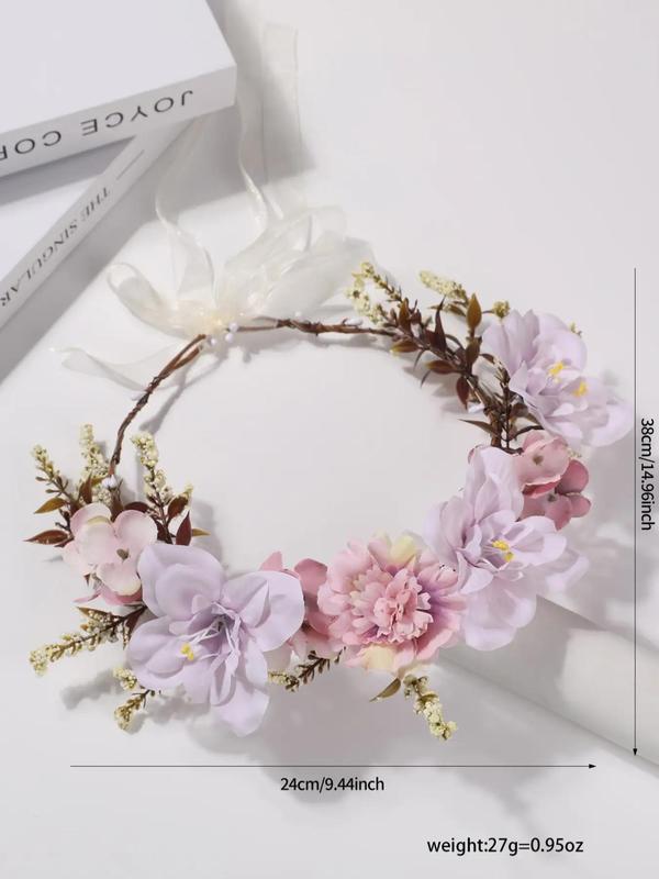 Elegant Floral Headwear for Hairstyle Decor for Girlfriend, Boho Style Flower Decorated Hair Hoop for Wedding Bridal Party, Fashionable Hair Accessories for Women & Girls