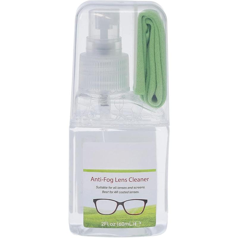 Anti-Fog Lens Cleaning Spray Kit l Cleaning Spray and Microfiber Cloth for Glasses, Laptops Screens,  Phones, Optical Lens, Goggles, Watch Screen and More l Defogging and Cleaning l 2oz