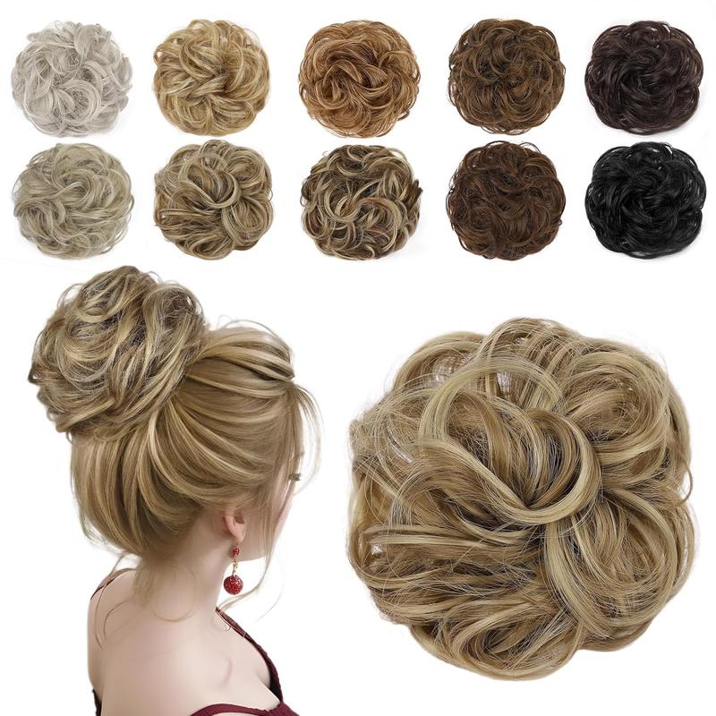 HMD Messy Bun Hair Piece for Women Hair Bun Hair Piece with Elastic Band Scrunchies Stretchy Fluffy Chignon Ponytail Hairpieces Updos