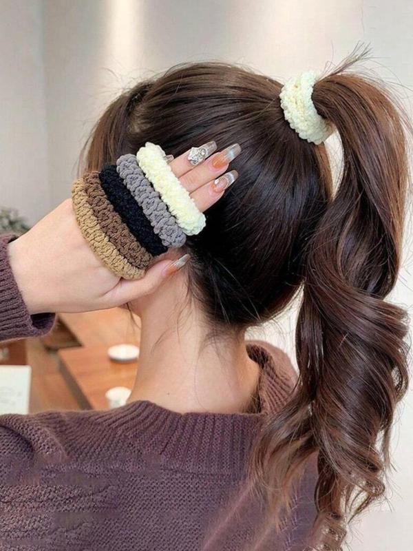 2024 New Style Mixed Color Hair Tie, High Stretch Hair Tie, Casual Simple Hair Accessories for Women & Girls, Minimalist Headwear Suitable for Thick Hair