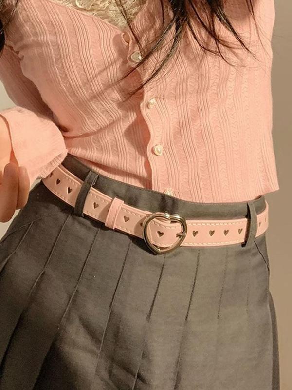 Women's Fashion Hollow Heart Design Rope Belt, Adjustable Eyelet Belt for Women, Fashion Belt for Party, Daily Clothing Decor, Trendy All-match Belt for Streetwear Birthday Gift