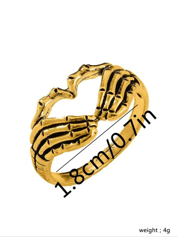 Punk Heart Gesture Skeleton Hand Ring, Casual All-match Jewelry for Both Men & Women Gift, Classic Fashion Accessories for Daily Wear