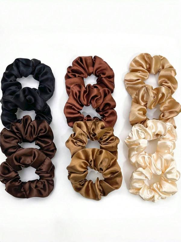 Solid Color Satin Scrunchies, High Stretch Hair Tie, Fashion Hair Accessories for Women & Girls, Minimalist Headwear Suitable for Thick Hair