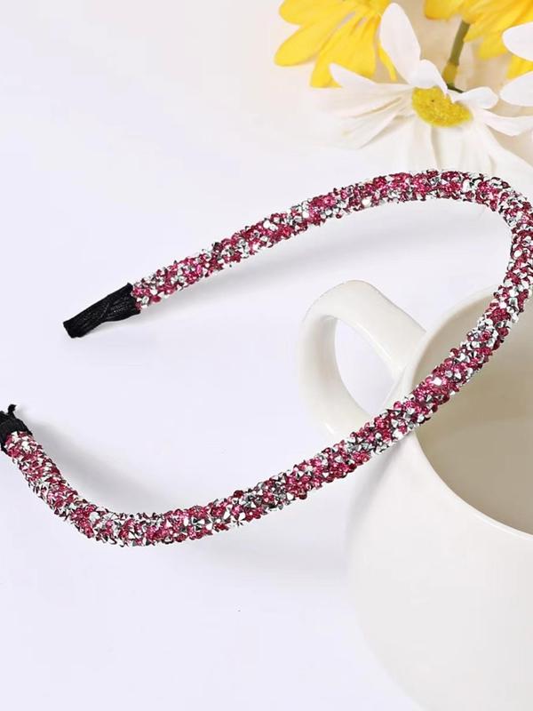 Rhinestone Decorated Thin Edge Headband, Elegant Hair Hoop for Women & Girls, Fashion Hair Accessories for Party, Daily Clothing Decor