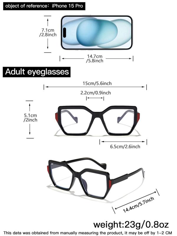 Boho Style Colorblock Non-prescription Glasses Set, Trendy Casual Eyeglasses for Women & Men, Fashion Accessories for Daily Wear