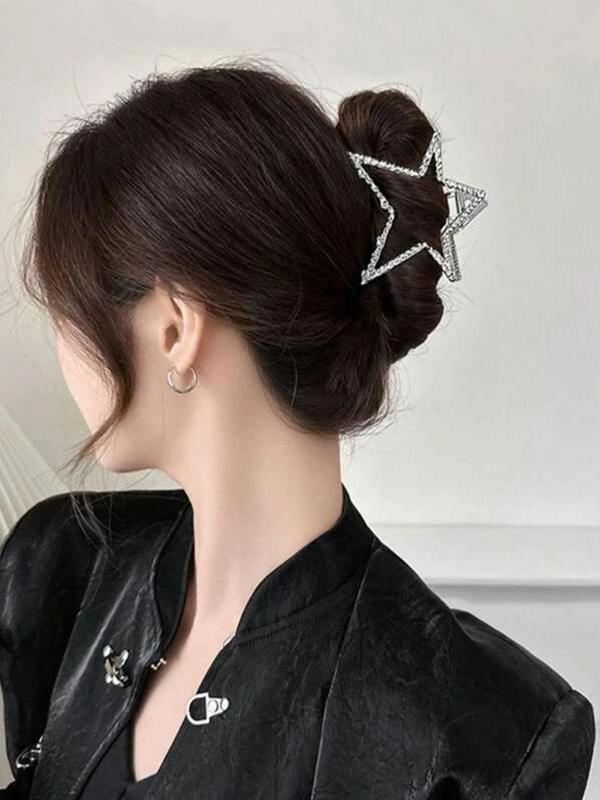 Women's Elegant Style Rhinestone Decor Star Shaped Hair Claw, Casual Street Trendy Hair Claw for Daily & Party Hairstyle Decoration, Kawaii Hair Accessories Suitable for Thick Hair