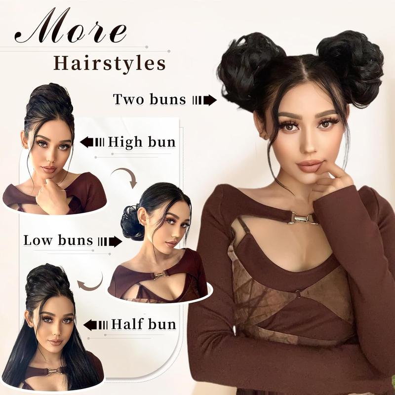 HMD Messy Bun Hair Piece for Women Hair Bun Hair Piece with Elastic Band Scrunchies Stretchy Fluffy Chignon Ponytail Hairpieces Updos