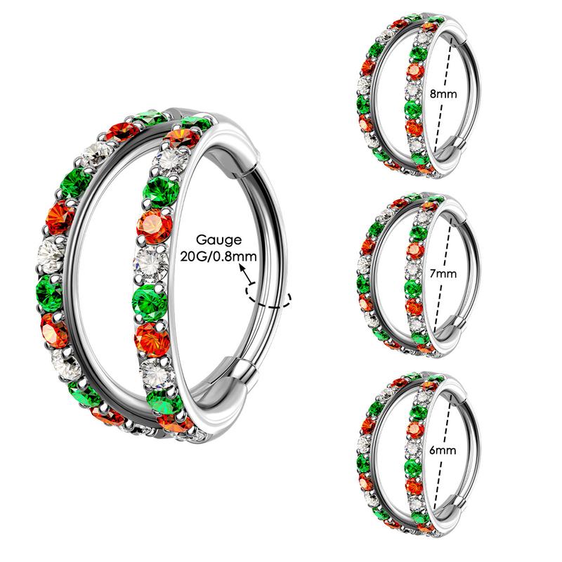 Oufer 18G 20G Christmas Color Combo Double Hoop Nose Ring Christmas Gift