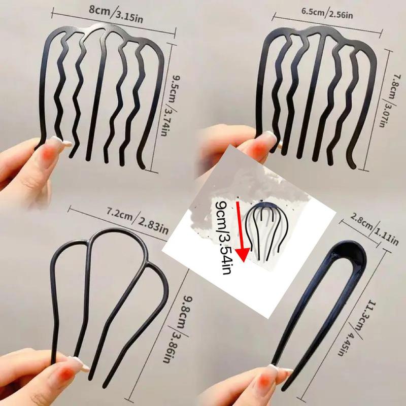 Simple U-shaped Hair Clips, 8 Counts set French Wave Hair Side Combs, Hair Styling Tools For Women & Girls