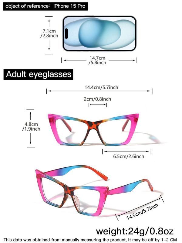 Boho Style Colorblock Non-prescription Glasses Set, Trendy Casual Eyeglasses for Women & Men, Fashion Accessories for Daily Wear