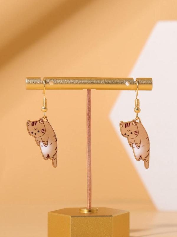 Cute Cat Design Dangle Earrings, Casual All-match Animal Design Jewelry for Girls Gift, Female Classic Fashion Accessories for Daily Wear