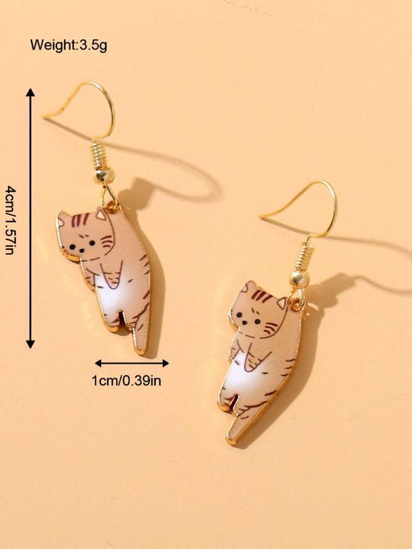 Cute Cat Design Dangle Earrings, Casual All-match Animal Design Jewelry for Girls Gift, Female Classic Fashion Accessories for Daily Wear