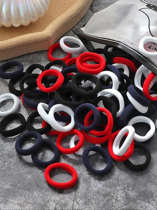 Mixed Color Cute Elastic Hair Ties (100pcs), High Stretch Hair Ties, Casual Versatile Hair Accessories for Women & Girls