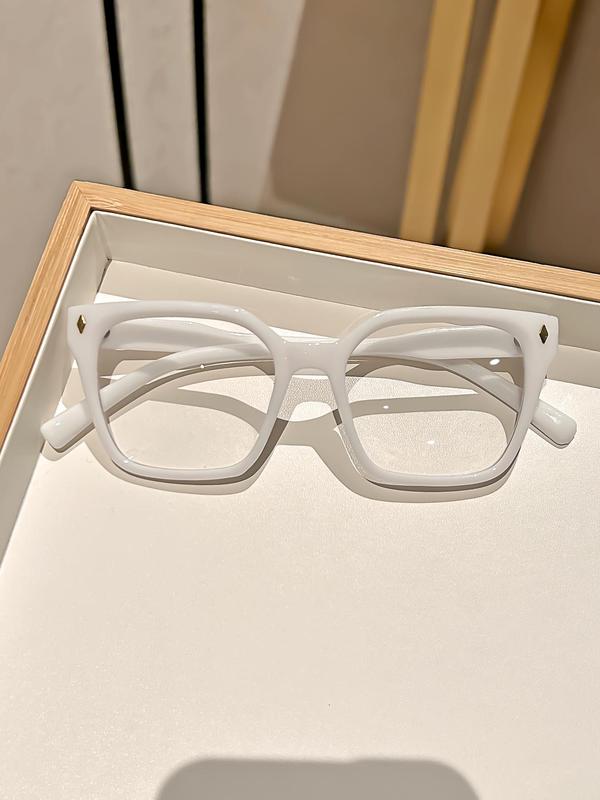 Unisex Vintage Square Frame Eyeglasses, Trendy Casual Eyeglasses for Everyday Use, Fashion Accessories for Outdoor Activities