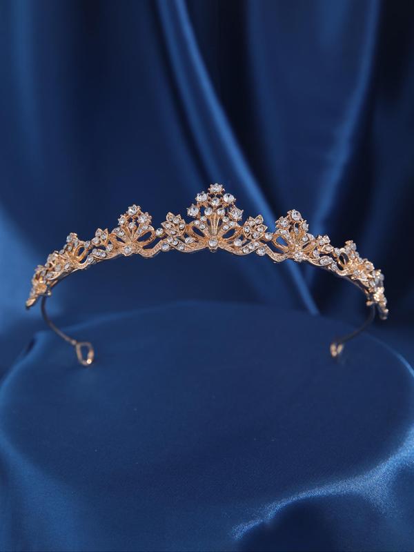 Zinc Alloy Rhinestone Decor Bridal Headwear, 2024 New Style Crown Design Headbands Suitable for Parties, Birthdays, Wedding Occasions for Women Girls