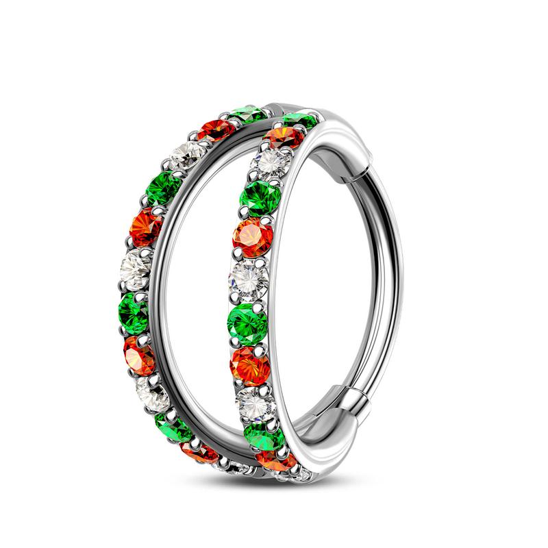 Oufer 18G 20G Christmas Color Combo Double Hoop Nose Ring Christmas Gift