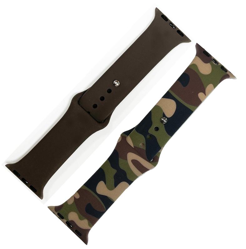 Olivia Pratt 2 Pack Silicone Watch Band - Camo and Solid Color