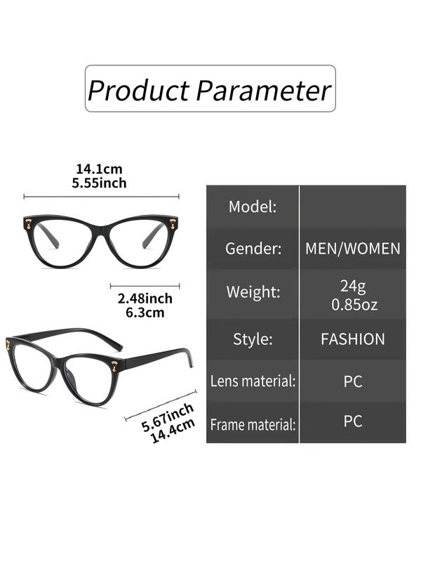 Simple Eyeglasses for Everyday Use, Leopard Pattern Cat Eye Frame Basic Eyeglasses, Fashion Eyewear for Men & Women, Perfect for Student Daily Use