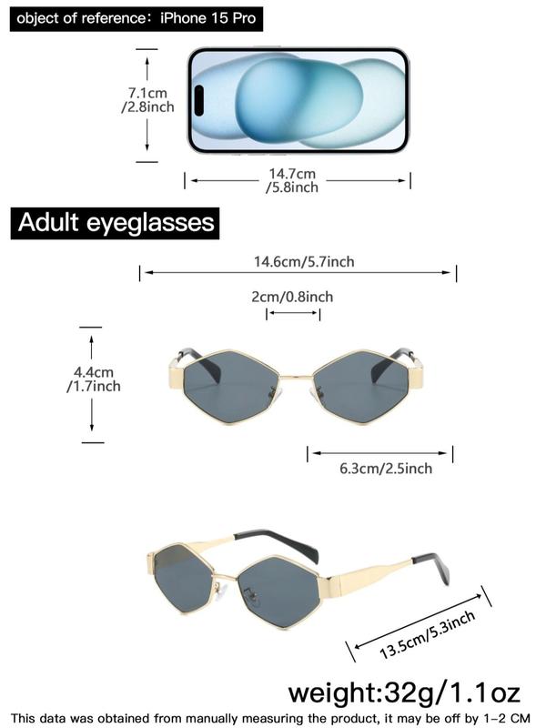 Women's Fashionable All-match Hexagonal Shaped Design Retro Sunglasses, Trendy Casual Sunglasses for Everyday Use, Fashion Accessories for Outdoor Activities