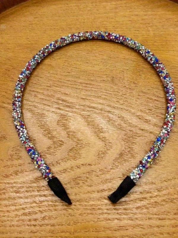 Rhinestone Decorated Thin Edge Headband, Elegant Hair Hoop for Women & Girls, Fashion Hair Accessories for Party, Daily Clothing Decor